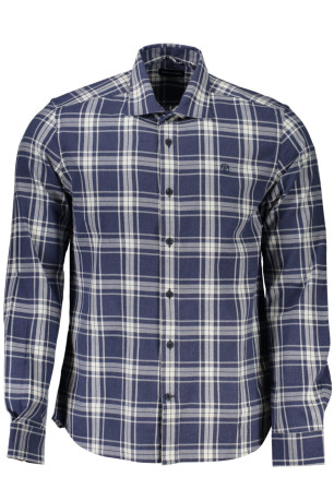 Chemise à carreaux manches longues bleue