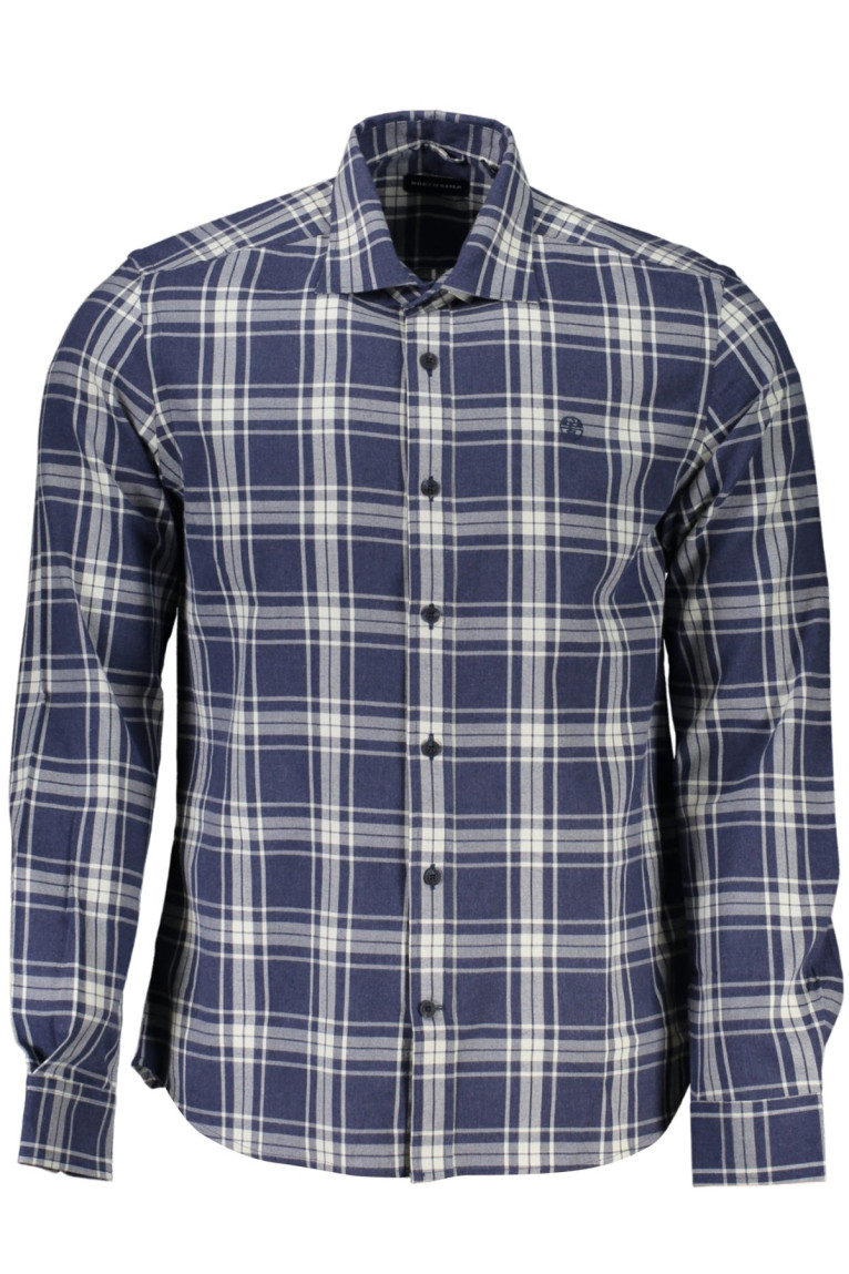 Chemise à carreaux manches longues bleue