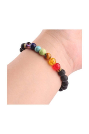 Bracelet De Yoga - Pierres Volcaniques - Noir