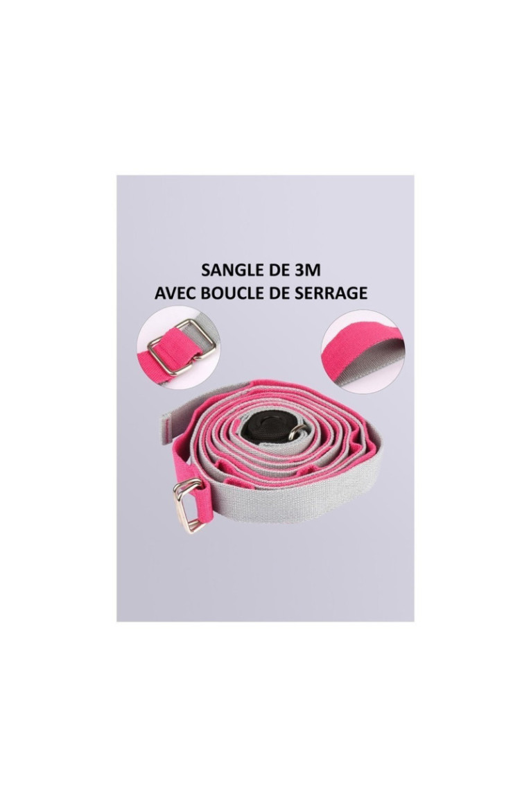 Ceinture De Yoga Avec Boucle De Prise Multiple - Rose/Gris