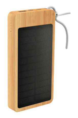 Batterie externe solaire bois et noir 10 000 mAh