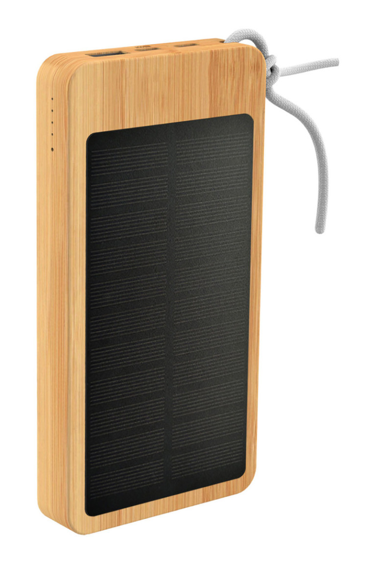 Batterie externe solaire bois et noir 10 000 mAh