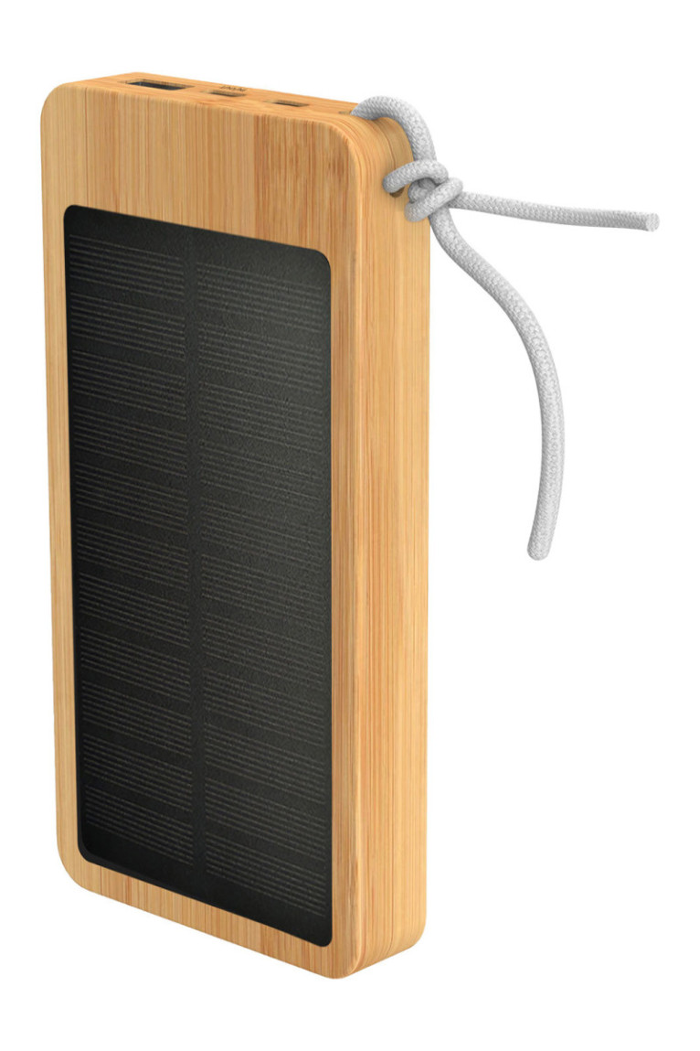 Batterie externe solaire bois et noir 10 000 mAh