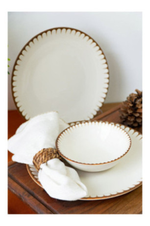 Service de table (18 pièces) - Blanc Brun