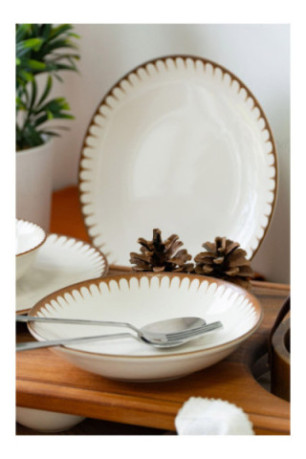 Service de table (18 pièces) - Blanc Brun