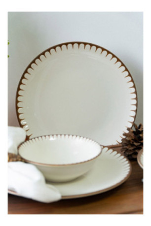 Service de table (18 pièces) - Blanc Brun