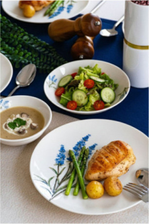 Service de table (18 pièces) - Blanc Bleu Vert