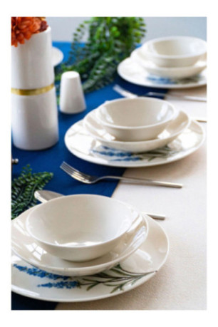 Service de table (18 pièces) - Blanc Bleu Vert