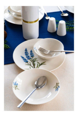 Service de table (18 pièces) - Blanc Bleu Vert