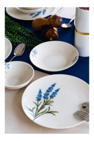 Service de table (18 pièces) - Blanc Bleu Vert