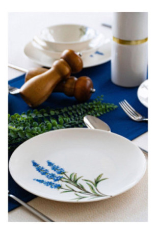 Service de table (18 pièces) - Blanc Bleu Vert
