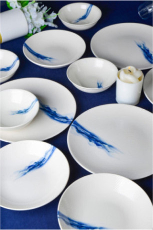 Service de table (18 pièces) - Blanc Bleu