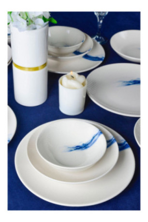 Service de table (18 pièces) - Blanc Bleu