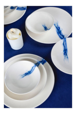 Service de table (18 pièces) - Blanc Bleu