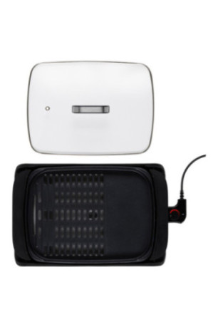 Plancha grill avec couvercle Noir et argent 40 x 30 cm
