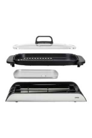 Plancha grill avec couvercle Noir et argent 40 x 30 cm