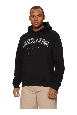 Sweat à capuche universitaire Homme Noir Jack & Jones