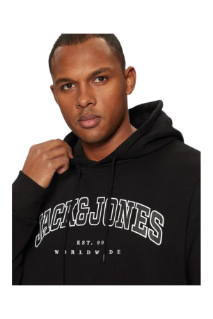 Sweat à capuche universitaire Homme Noir Jack & Jones