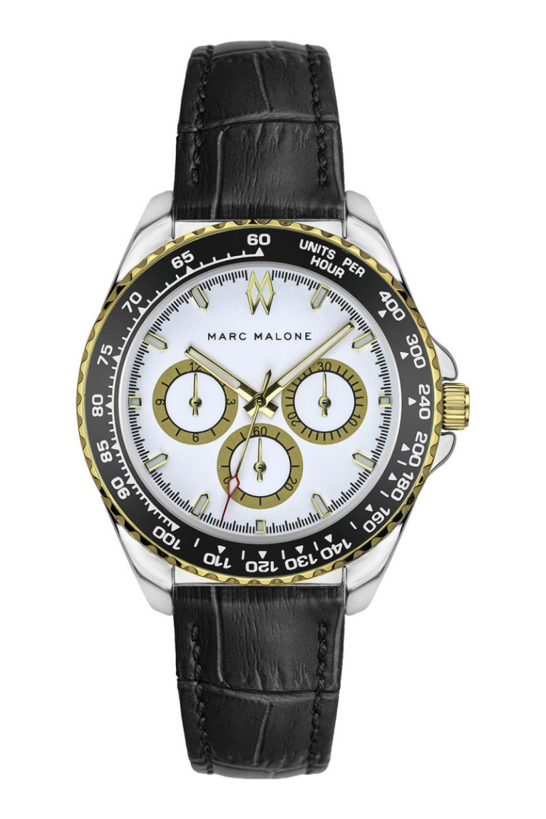Montre quartz - MARC MALONE - Silver/Croco black/Matt white