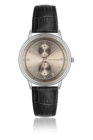 Montre Quartz Homme - Silver/Croco black/Rose gold sunray
