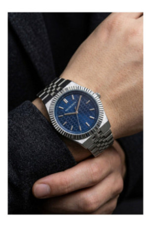Montre Quartz - Silver/Silver/Dark blue textured - Walter Bach