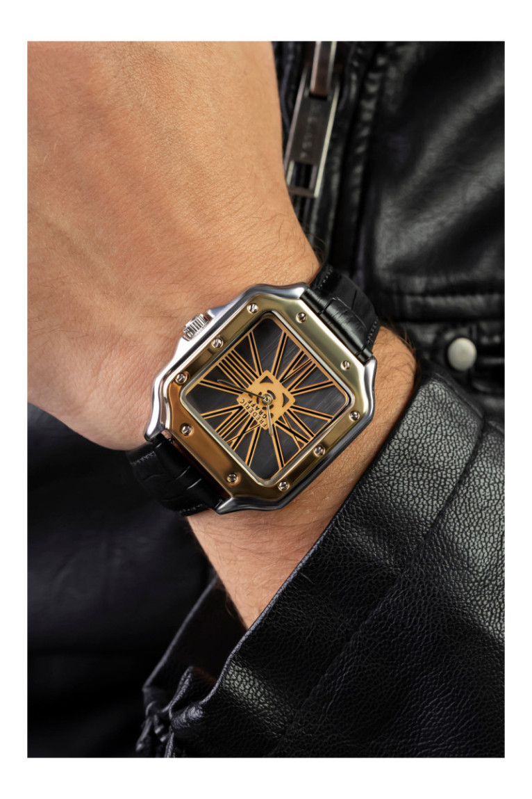 Montre Quartz - Homme - Silver/Croco black/Grey brushed
