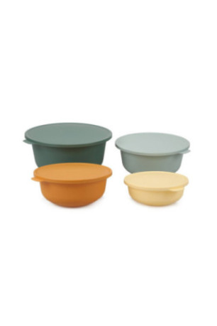 Boîte de conservation (4 pièces) - Vert turquoise orange jaune