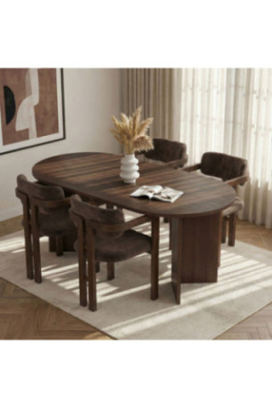 Ensemble table et chaises de salle à manger (5 pièces) - Milano Noyer Brun foncé