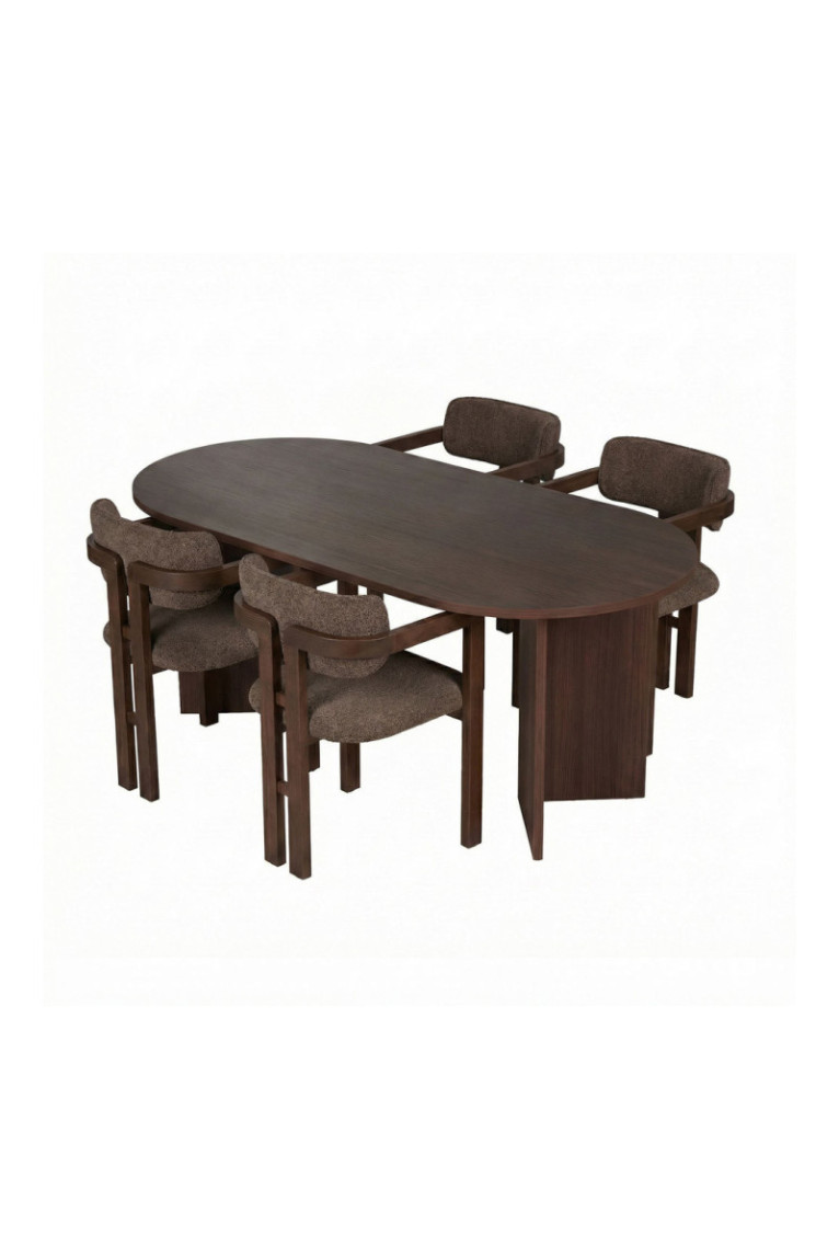 Ensemble table et chaises de salle à manger (5 pièces) - Milano Noyer Brun foncé