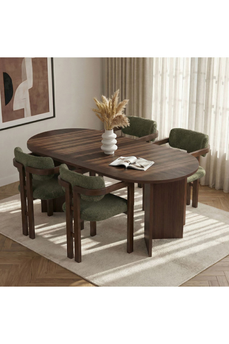 Ensemble table et chaises de salle à manger (5 pièces) - Milano Noyer Vert foncé