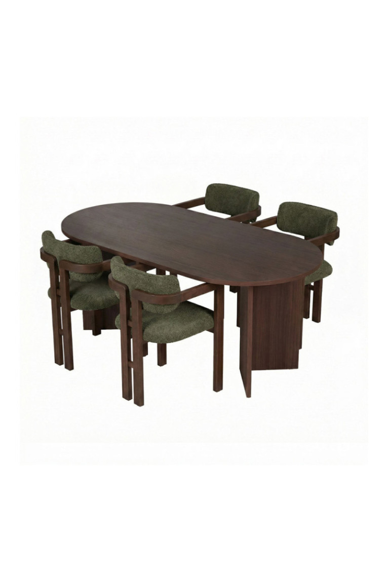 Ensemble table et chaises de salle à manger (5 pièces) - Milano Noyer Vert foncé