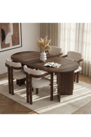 Ensemble table et chaises de salle à manger (5 pièces) - Milano Noyer foncé Noyer blanc