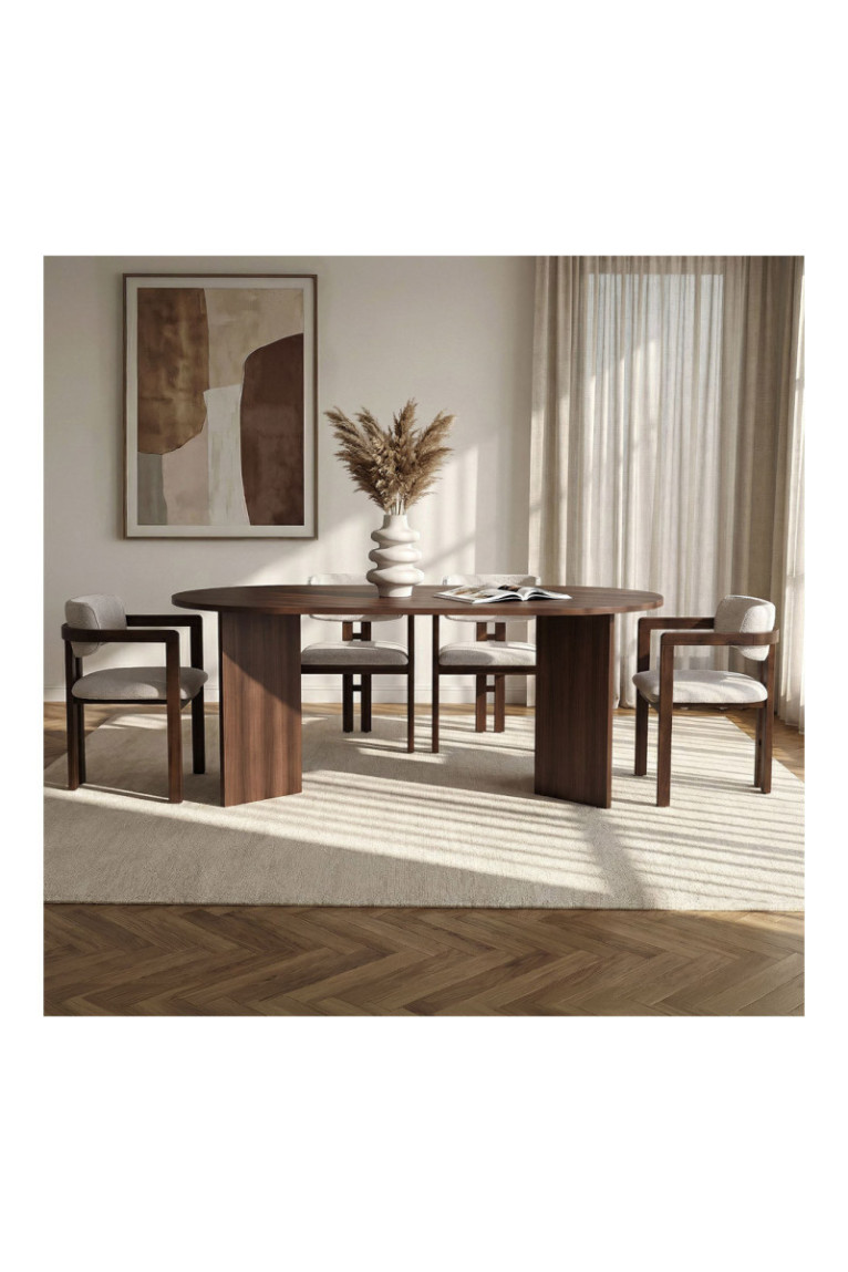 Ensemble table et chaises de salle à manger (5 pièces) - Milano Noyer foncé Noyer blanc