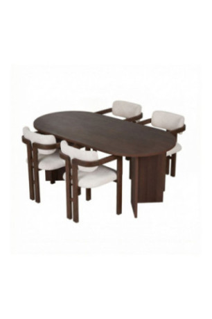 Ensemble table et chaises de salle à manger (5 pièces) - Milano Noyer foncé Noyer blanc