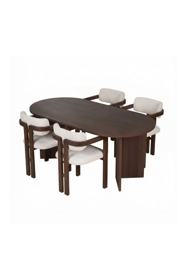 Ensemble table et chaises de salle à manger (5 pièces) - Milano Noyer foncé Noyer blanc