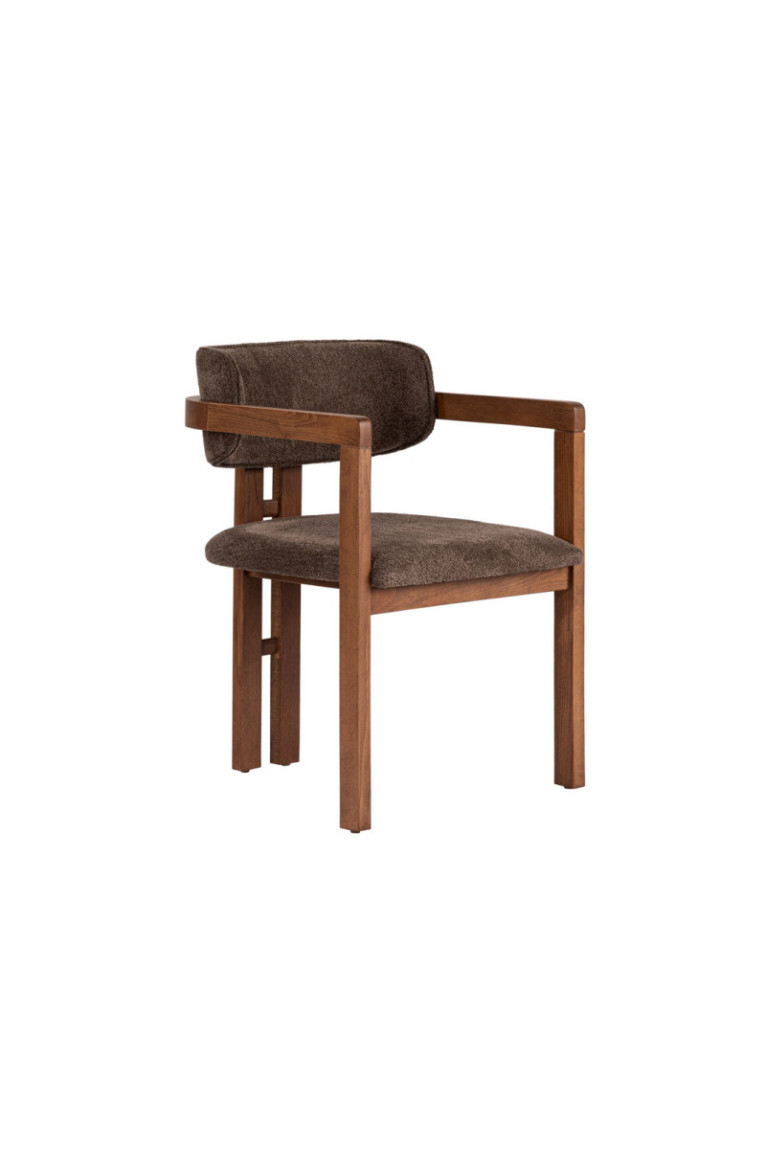 Ensemble table et chaises de salle à manger (5 pièces) - Travertin brun noyer
