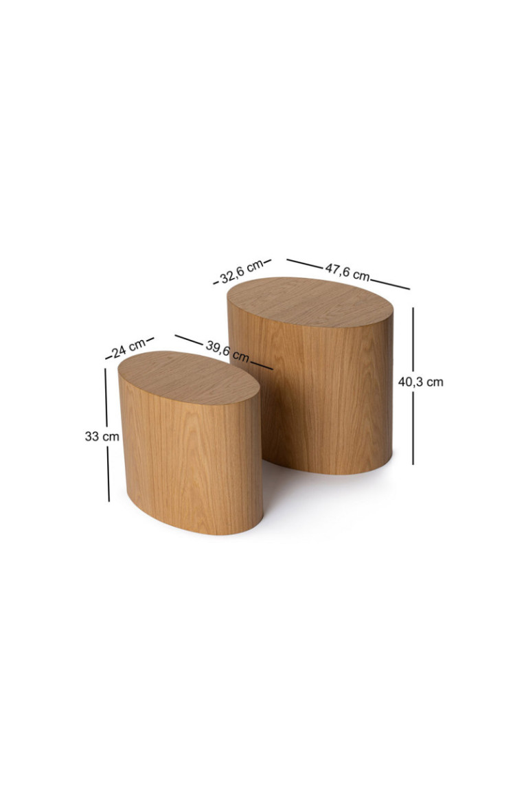 Ensemble de tables d'appoint - Chêne