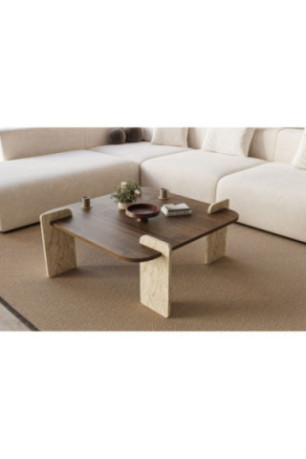 Table basse - Travertin de noyer