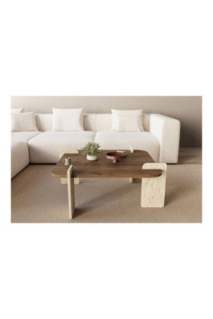 Table basse - Travertin de noyer