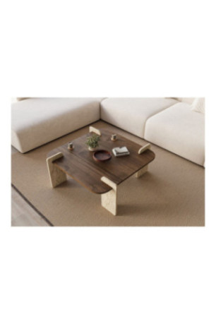 Table basse - Travertin de noyer
