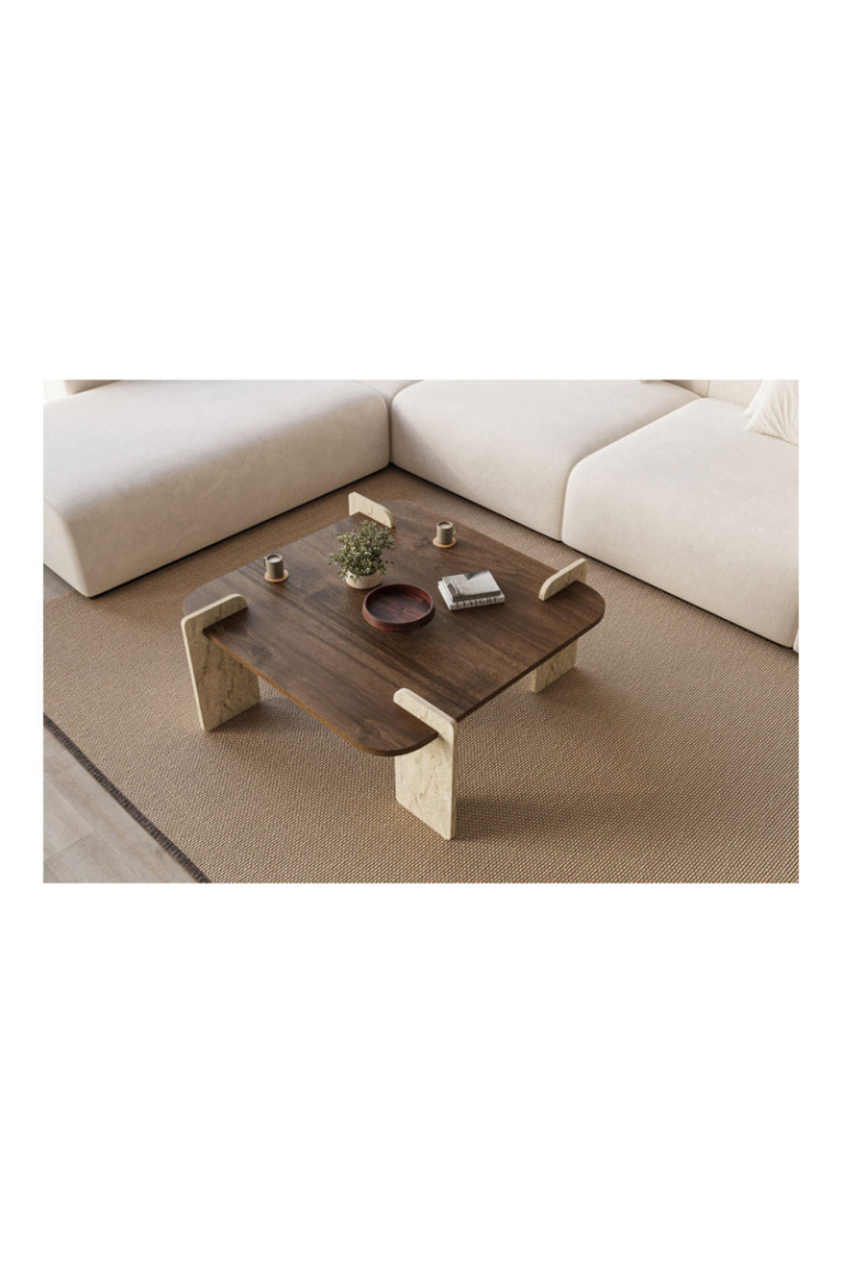 Table basse - Travertin de noyer