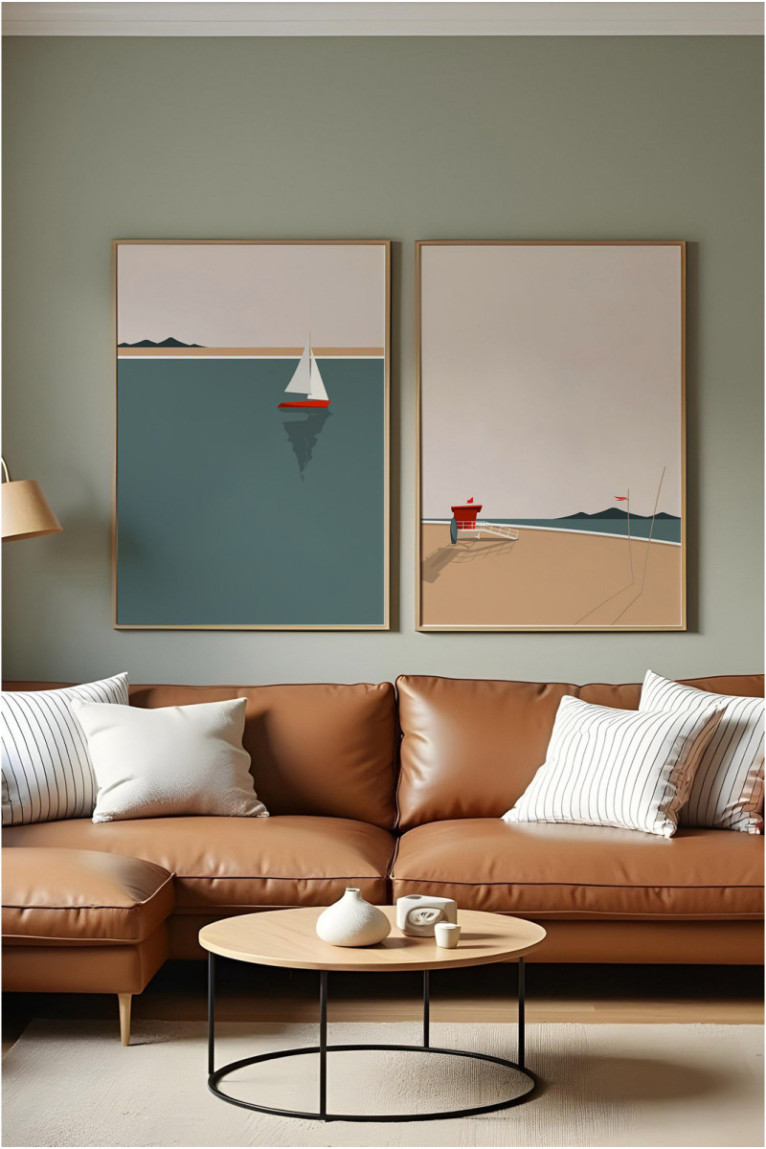 Tableau décoratif encadré en MDF (2 pièces) - Multicolore