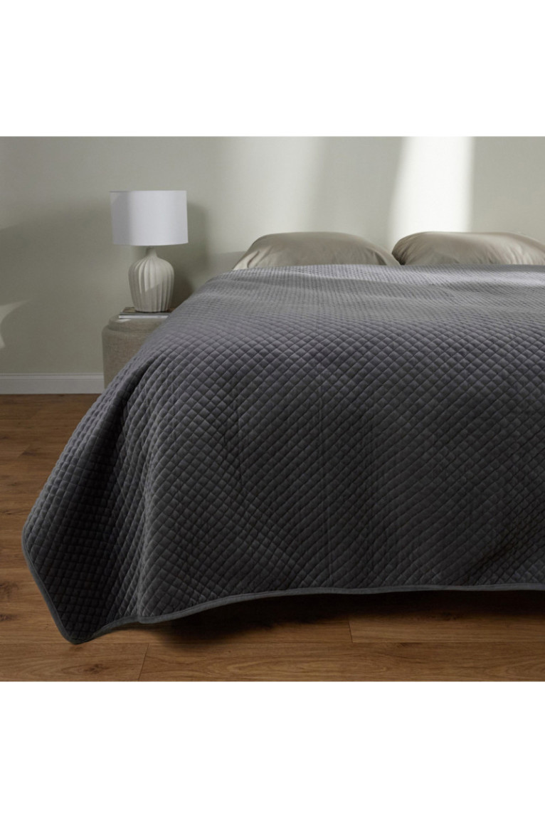 Dessus de lit Plums Solid Gris foncé - 200x220cm