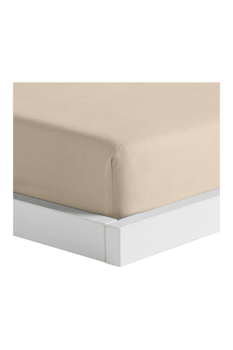 Drap-housse Satinette Beige clair - 180x200x25cm