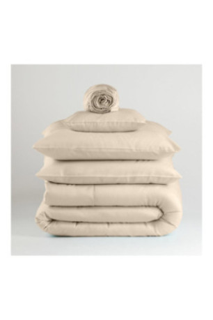 Drap-housse Satinette Beige clair - 180x200x25cm