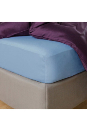 Drap-housse Satinette Bleu clair - 180x200x25cm