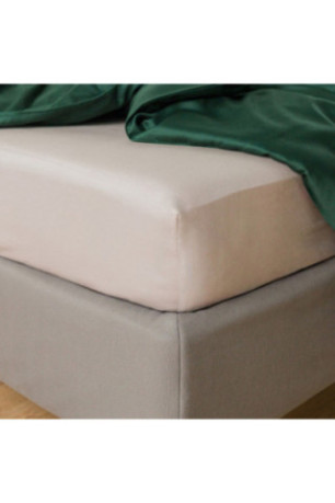 Drap-housse Satinette Beige - 140x200x25cm