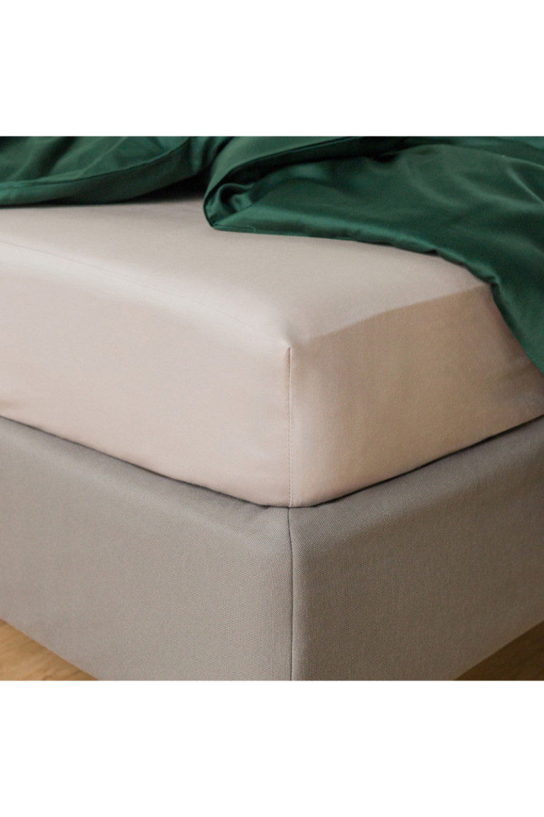 Drap-housse Satinette Beige - 140x200x25cm