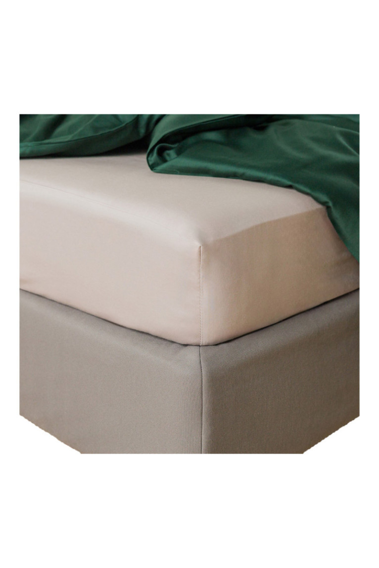 Drap-housse Satinette Beige - 140x200x25cm