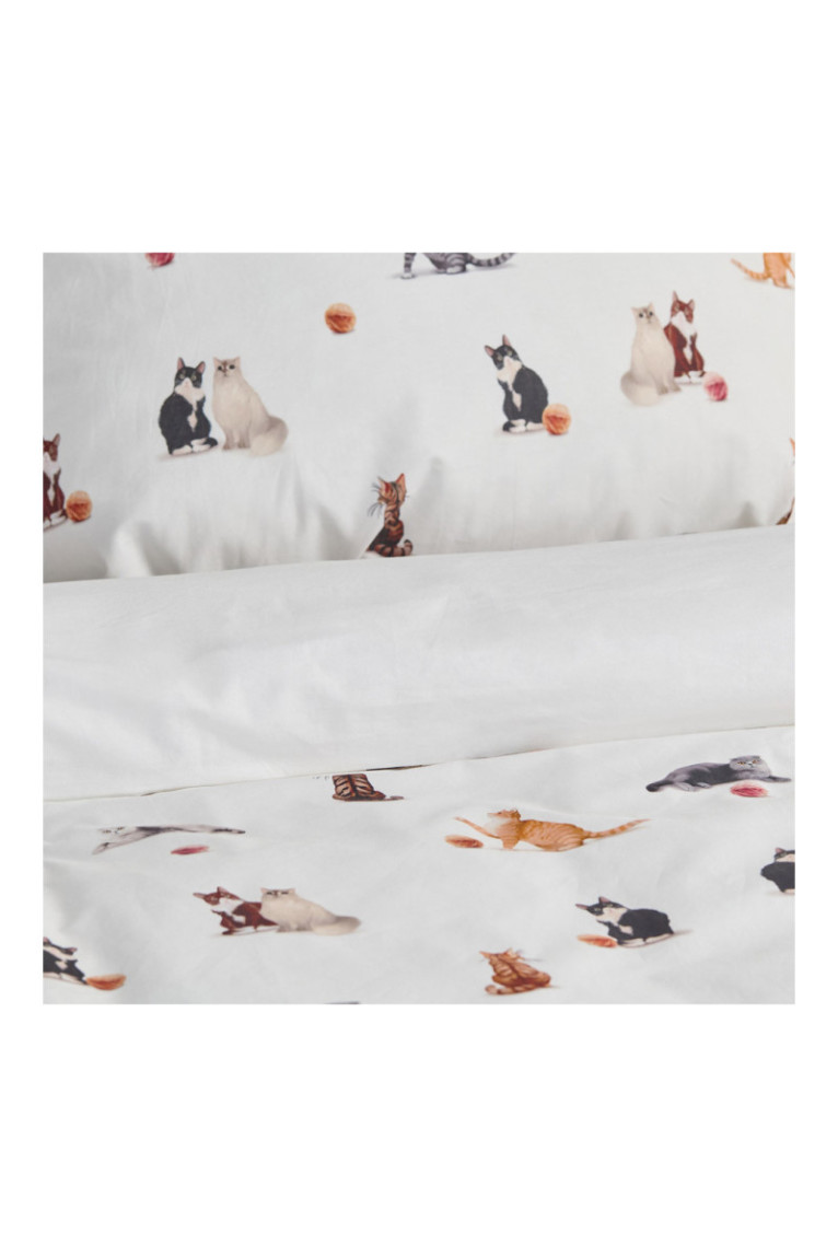 Parure de lit Gattino Blanc - 200x220cm